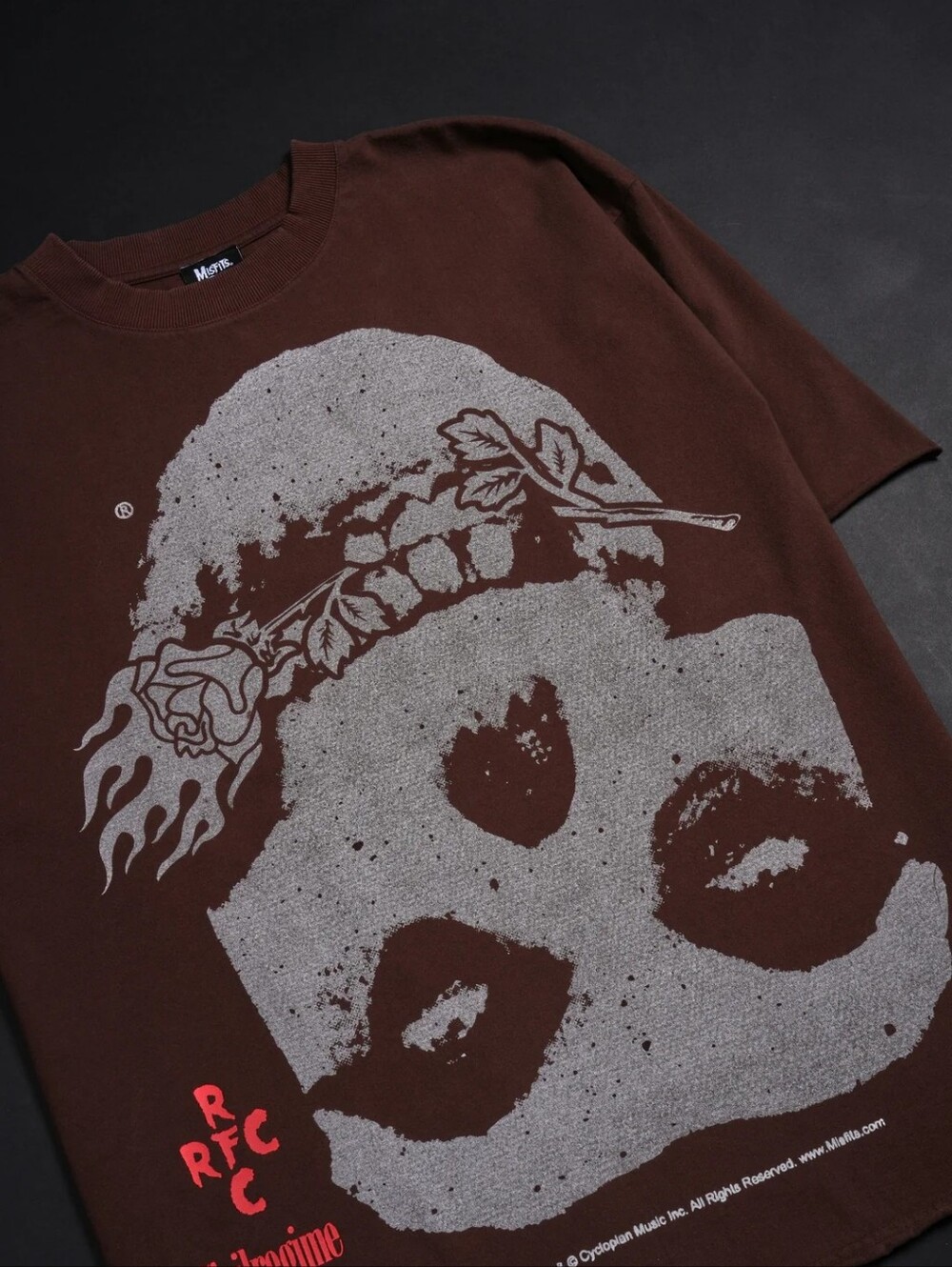 Civil Regime x Misfits Upside Down Rose Fiend Dungeon Tee in Brown - Large